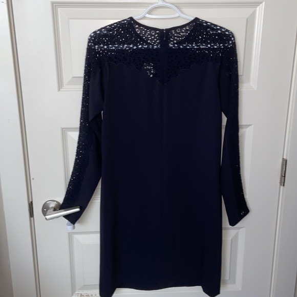 REISS ⚜️ Caryn Navy Blue Lace Sleeve Dress - Picture 10 of 12